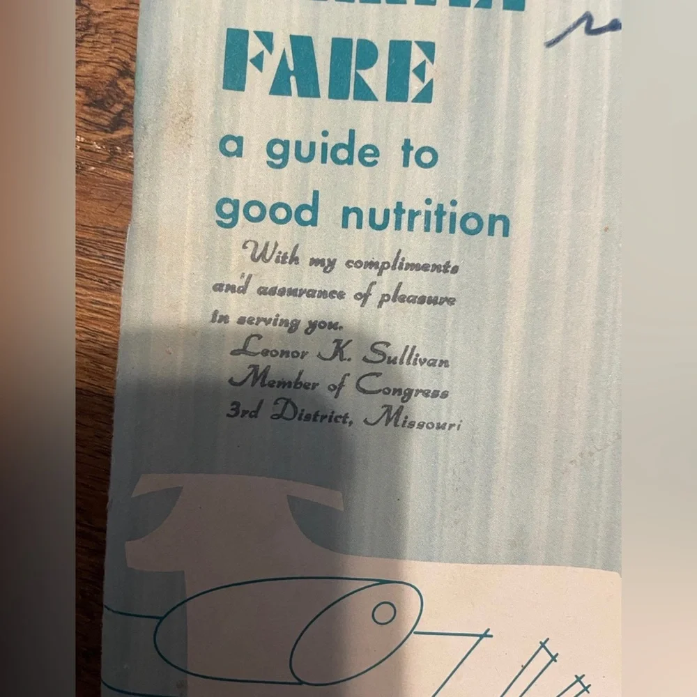Vintage usda nutrition cookbook save money w/ original letter from Congress